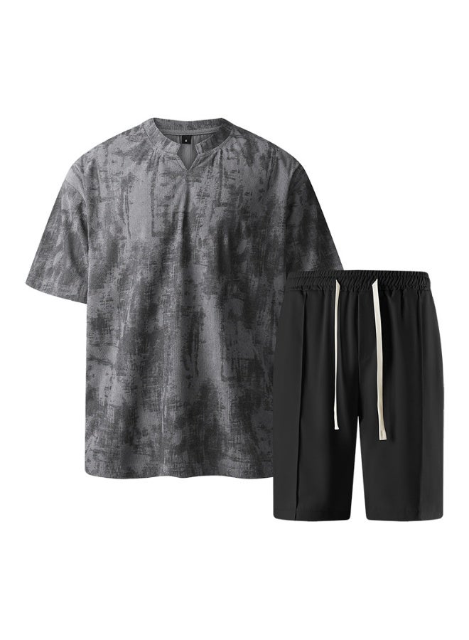 KUYING New Fashion Tie Dyeing Waffle Casual Sports Set - Image 1