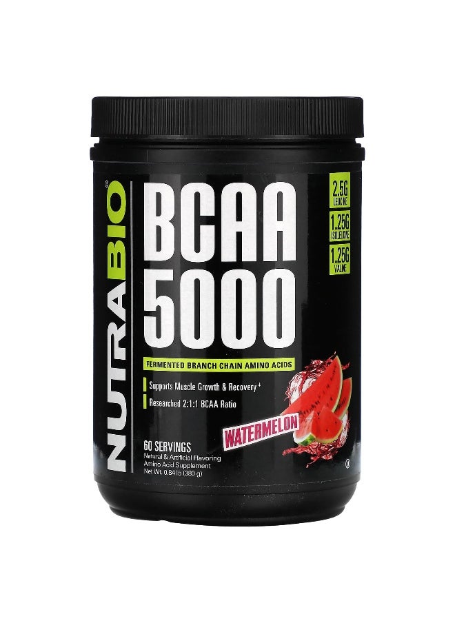 NutraBio NutraBio, BCAA 5000, Watermelon, 0.84 lb (380 g)  - Image 1