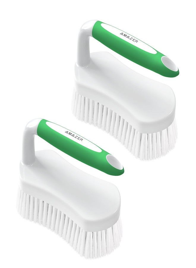 Amazer Scrub Brush for Cleaning Comfort Grip Shower Scrubber Stiff Bristles with Handle Heavy Duty Cleaner Brush for Tub Sink Carpet Floor - Pack of 2 (Green+Green) - Image 1