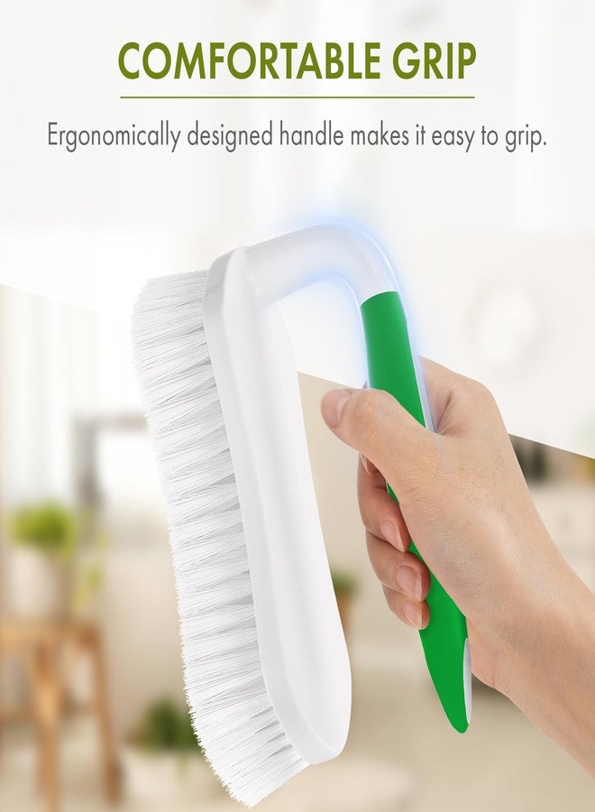 Amazer Scrub Brush for Cleaning Comfort Grip Shower Scrubber Stiff Bristles with Handle Heavy Duty Cleaner Brush for Tub Sink Carpet Floor - Pack of 2 (Green+Green) - Image 2