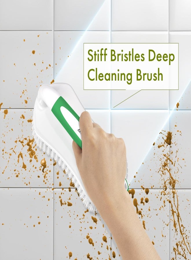 Amazer Scrub Brush for Cleaning Comfort Grip Shower Scrubber Stiff Bristles with Handle Heavy Duty Cleaner Brush for Tub Sink Carpet Floor - Pack of 2 (Green+Green) - Image 5