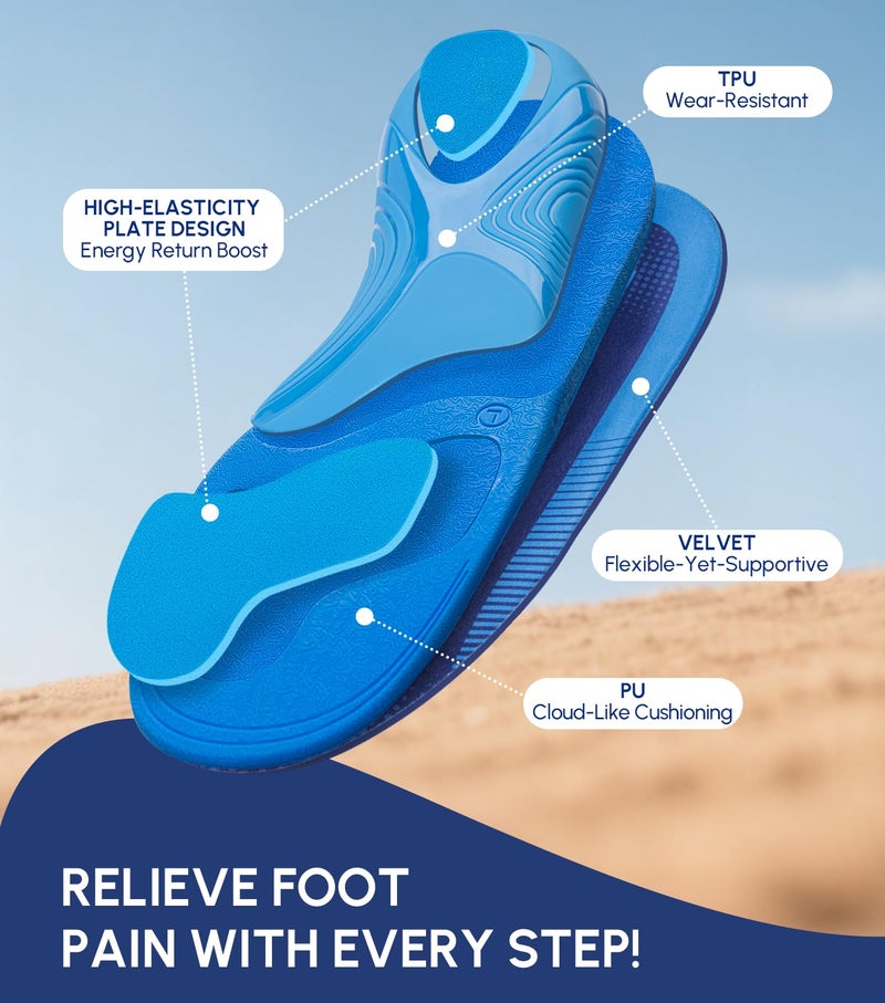 Cloudflo Plantar Fasciitis Insoles for Men Women,High Arch Support for Pain Relief,Shoe Inserts Orthotic for Flat Feet,Work Boot Insoles for Shock Absorbing Inserts (Fit for Standing All Day) B-XS - Image 4
