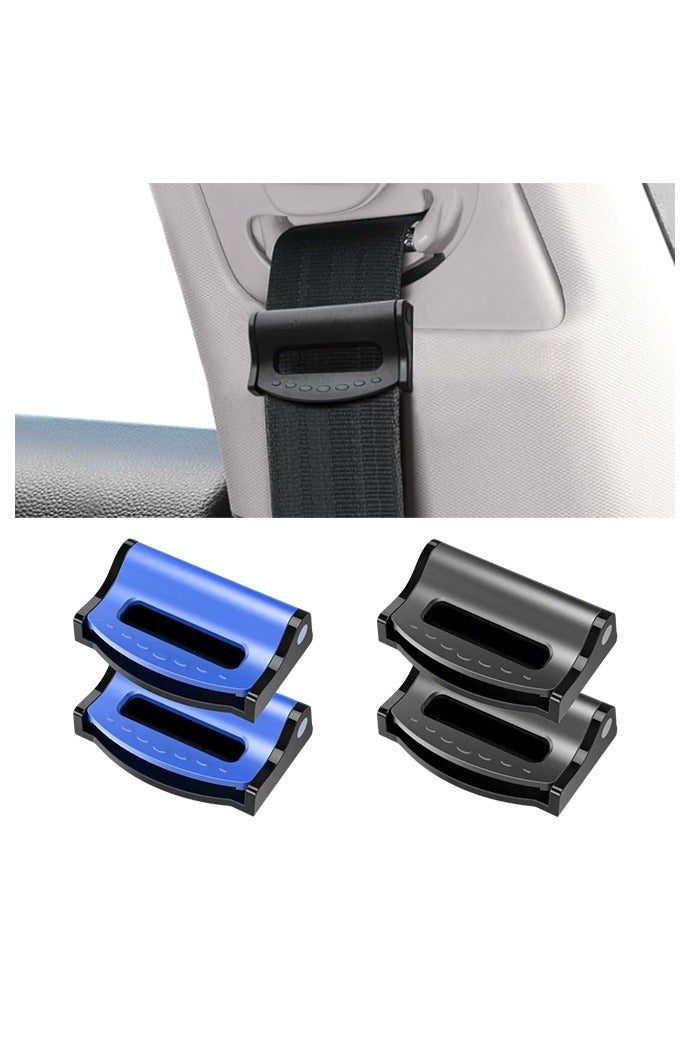 4 قطع من أدوات ضبط حزام الأمان للسيارة، مشابك حزام أمان السيارة العالمية، حزام حماية مريح للكتف والرقبة للسيارة، وسيارات الدفع الرباعي (أسود، أزرق) - Image 1