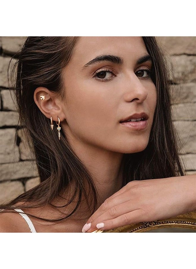Mevecco - Women Gold Huggie Hoop Earrings Dangle Drop 14K Gold Filled Small Boho Beach Simple Delicate Handmade Hypoallergenic Jewelry Gift - Image 1