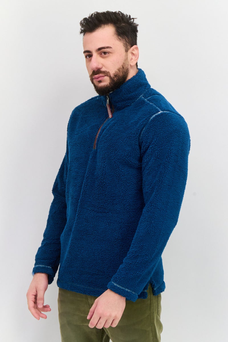 TRUE GRIT Men Sherpa Half Zip Sweater, Marine Blue - Image 2