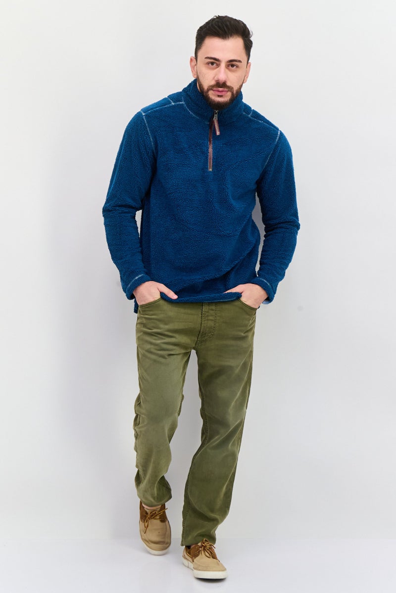 TRUE GRIT Men Sherpa Half Zip Sweater, Marine Blue - Image 4