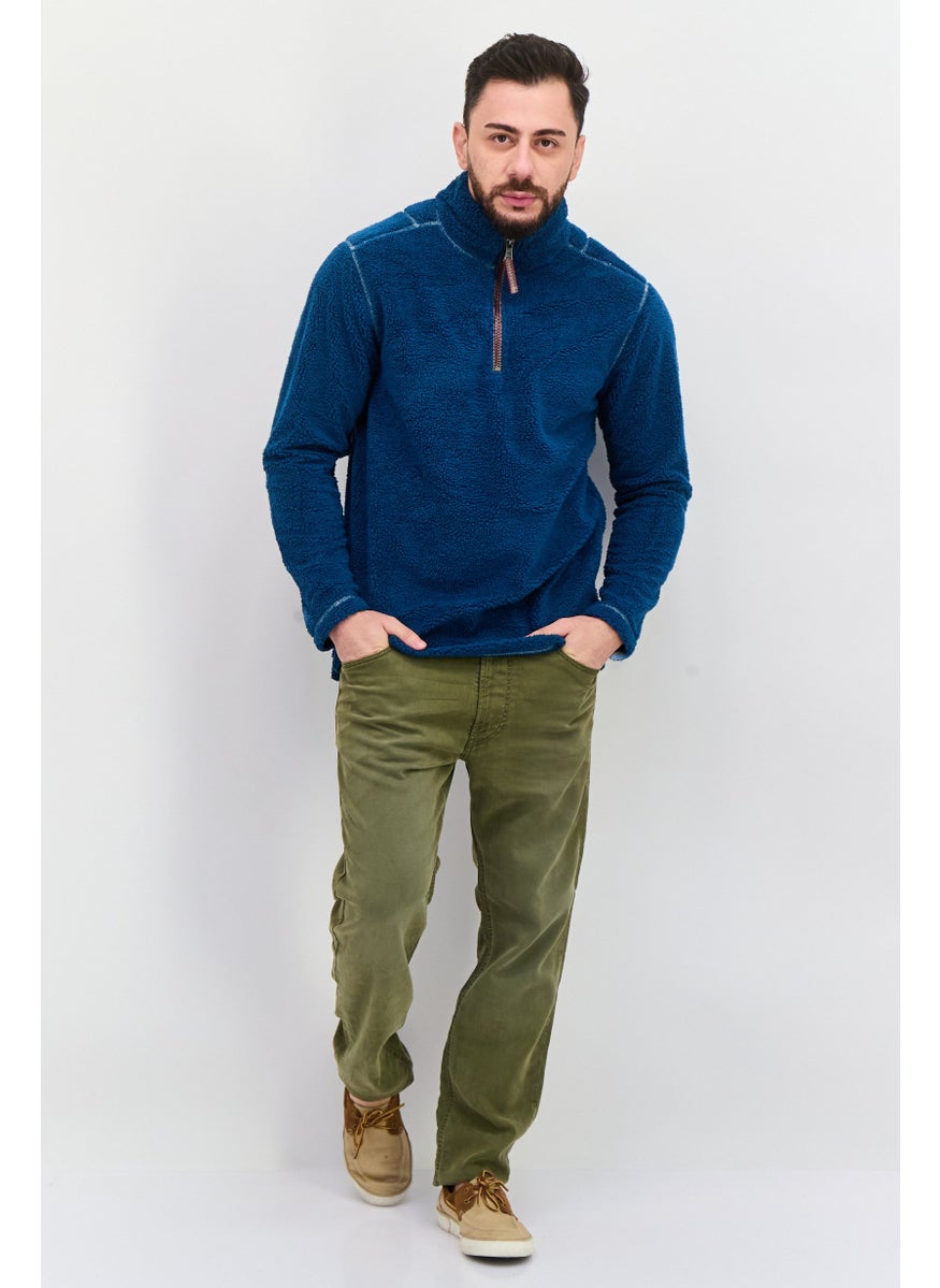 TRUE GRIT - Men Sherpa Half Zip Sweater, Marine Blue - Image 1