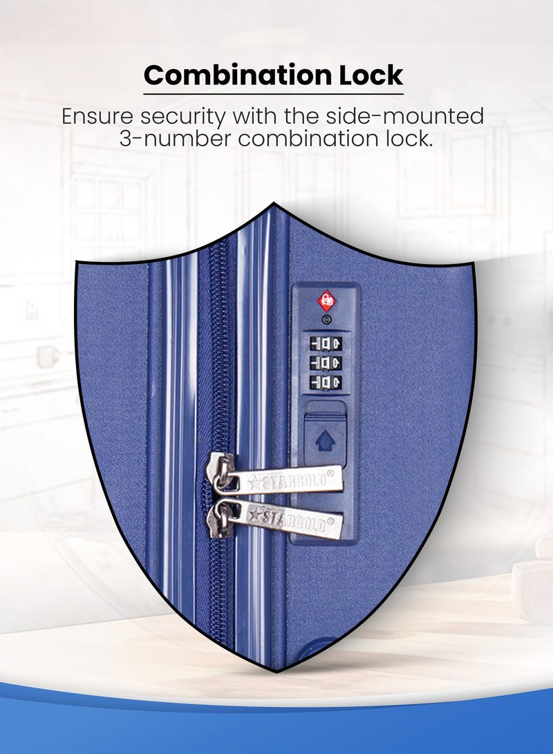 ستارجولد حقيبة أمتعة بعجلات من البولي بروبيلين الصلب من 3 قطع مع حقيبة سفر بقفل TSA - Image 3