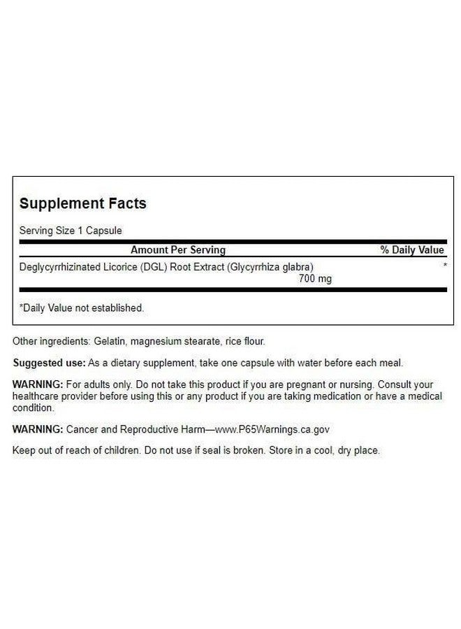 Swanson High Potency DGL (Licorice) - Herbal Supplement Promoting Digestive Health & GI Tract Support - Natural Stomach Soother Made with Licorice Root Extract - (90 Capsules, 750mg Each) - Image 2