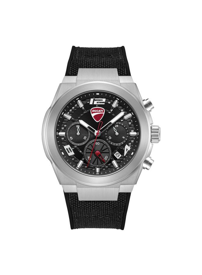 Ducati DT014 Black Dial Black Silicone-Nylon Strap Chronograph Watch for Men 41mm - Image 1