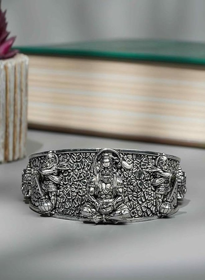 ADHVIK Unisex Adjustable Lock Free God Lord Mahavir Mahabali Shri Bajrangbali Sankat Mochan Hanuman Ji 5 Mukhi Face Hand Cuff Wrist Half Kada Bangle Bracelet for Strength, Protection & Devotion - Image 5