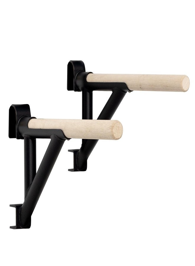 RIOWLAU Swedish Ladder Dip Bar Attachment, Fits TS003A Ladder, Wood Stall Bar for School, Physical Therapy and Gymnastics, Multi-grip (Black, 20"L x 2"W x 11"H) - Image 1