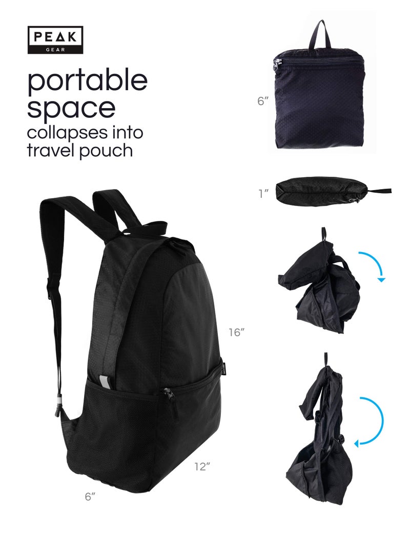 Peak Gear Foldable Backpack - Compact Packable Day Pack - Includes Lifetime Lost & Found ID - Image 5