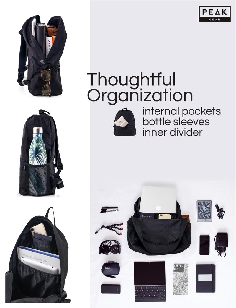 Peak Gear Foldable Backpack - Compact Packable Day Pack - Includes Lifetime Lost & Found ID - Image 4