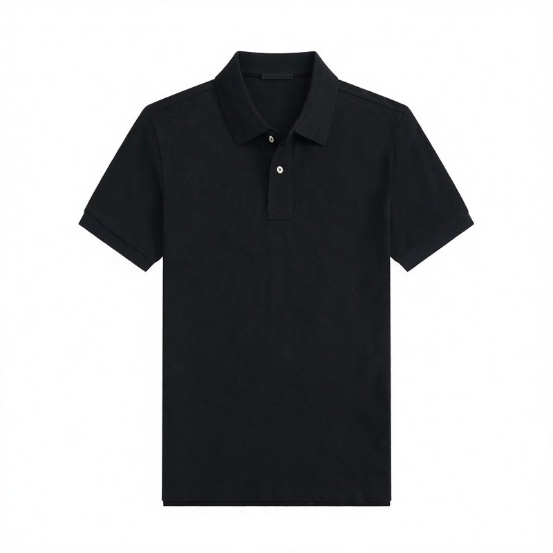 Men's Casual Short Sleeve Polo Shirt Embroidered Turn-Down Collar Big Size Loose Fit Breathable Top