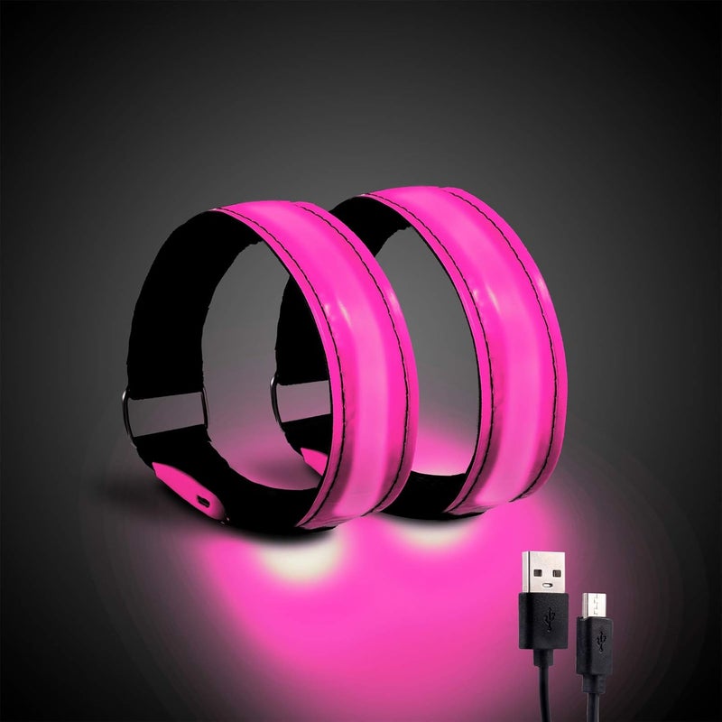 OMKHE Rechargeable LED Armband for Running(2 Pack), Light Up LED Armband, High Visibility Reflective Running Gear for Night Safety, Running Lights for Running Walking Cycling - Image 1