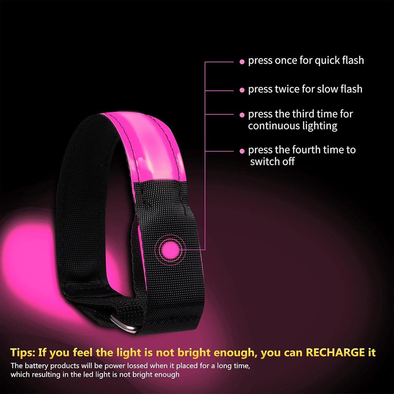 OMKHE Rechargeable LED Armband for Running(2 Pack), Light Up LED Armband, High Visibility Reflective Running Gear for Night Safety, Running Lights for Running Walking Cycling - Image 2