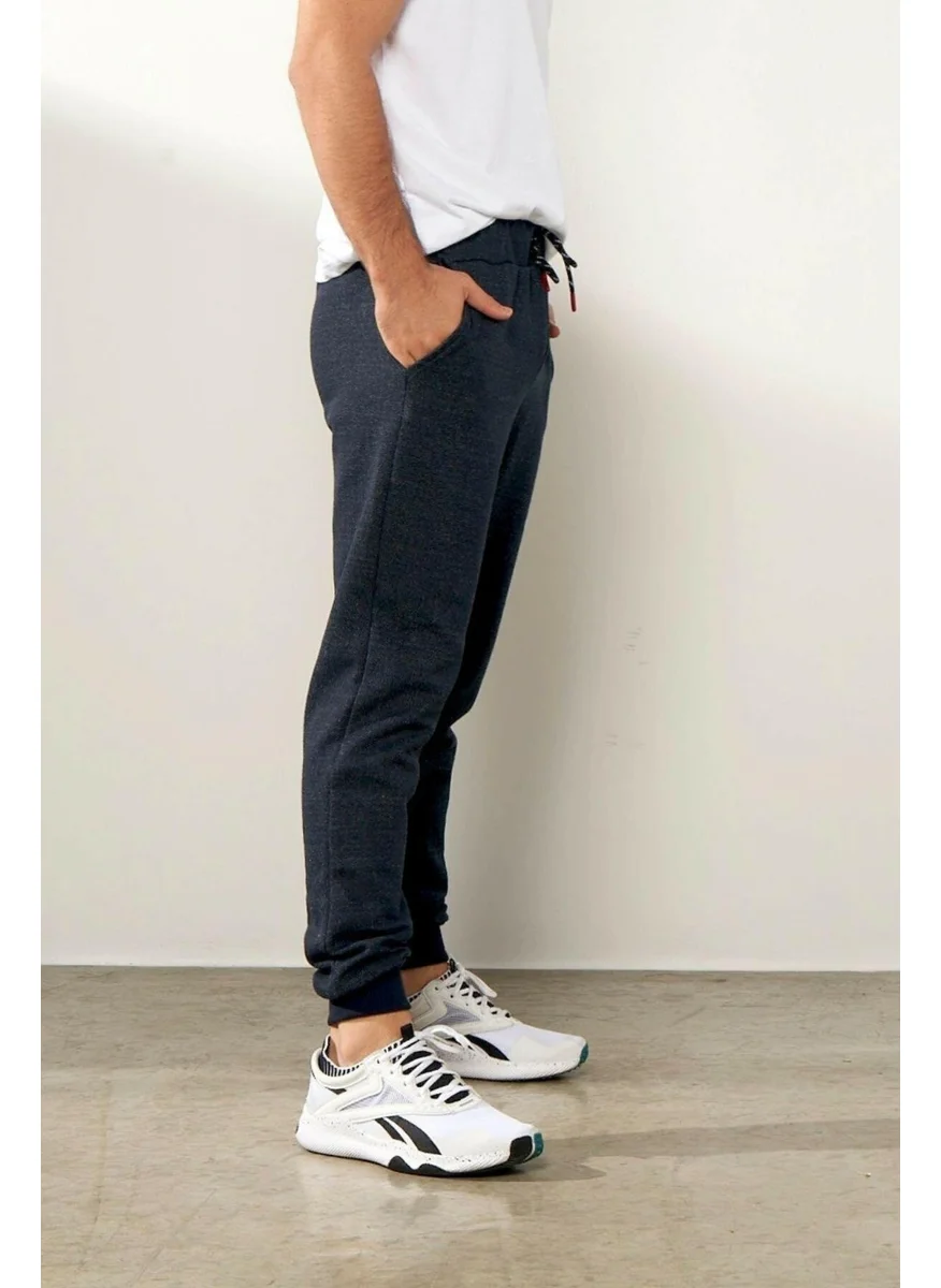mmetalic Metalic Men's Black Fleece Inside Slim Fit Jogger Sweatpants with Elastic Legs