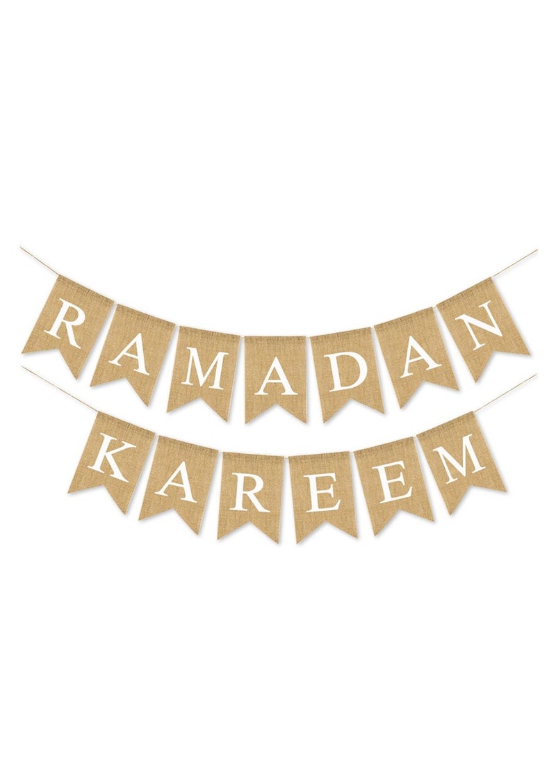 Party Propz Jute Burlap Ramadan Kareem Banner - Image 1
