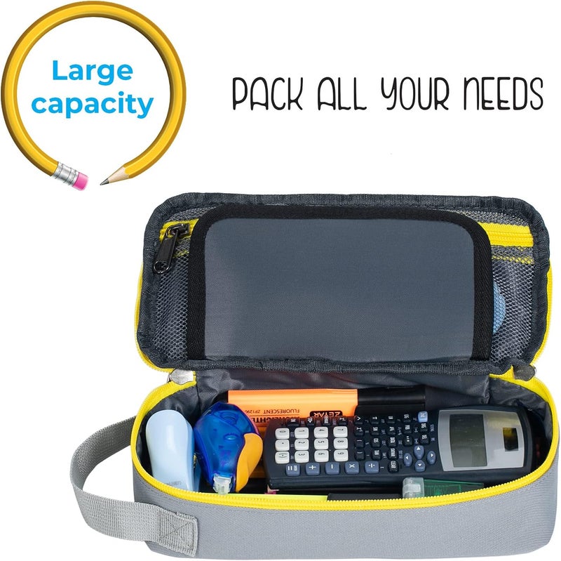 ECHSRT Large Pencil Case, Aesthetic Pen Pouch with Big Capacity, Minimalist Portable Stationery Bag with Handle for Office Organizer Aesthetic Pencil Cases - Image 4