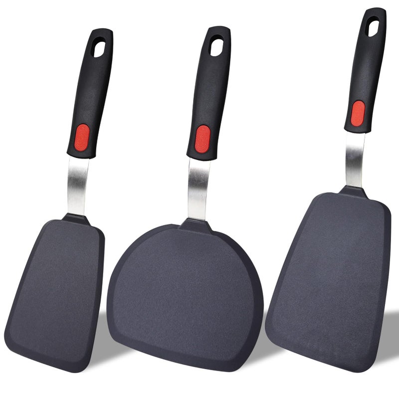TOTDTDA Silicone Spatula Turner Set,3-Pack Spatula Set,600Â°F Heat Resistant Spatula for Non Stick Cookware,Large Flexible Kitchen Utensils for Baking,Cooking,No Scratching and Melting,Dishwasher Safe,BPA Free - Image 1