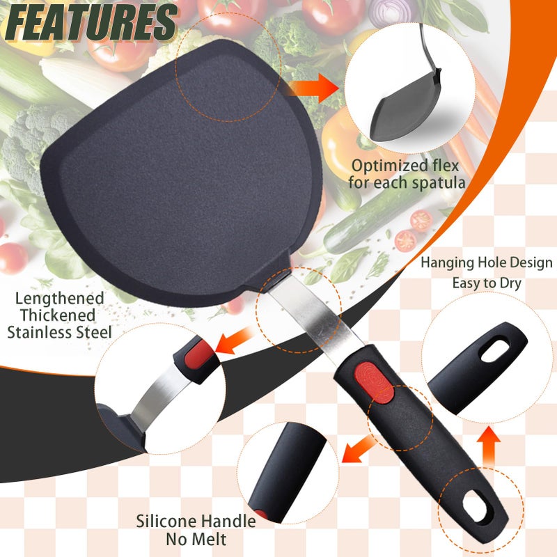 TOTDTDA Silicone Spatula Turner Set,3-Pack Spatula Set,600Â°F Heat Resistant Spatula for Non Stick Cookware,Large Flexible Kitchen Utensils for Baking,Cooking,No Scratching and Melting,Dishwasher Safe,BPA Free - Image 4