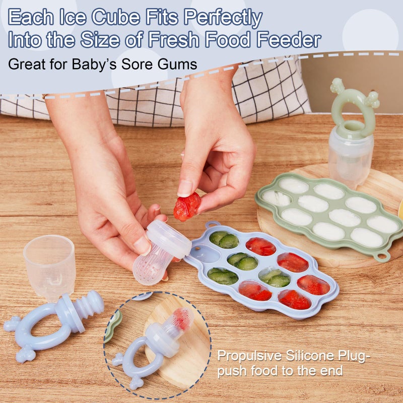 كينجكام Baby Breastmilk Popsicle Molds  Baby Fruit Feeder (2 Pack), Baby Food Freezer Tray Storage Containers, Silicone Pacifier Feeder and Teether - Image 4