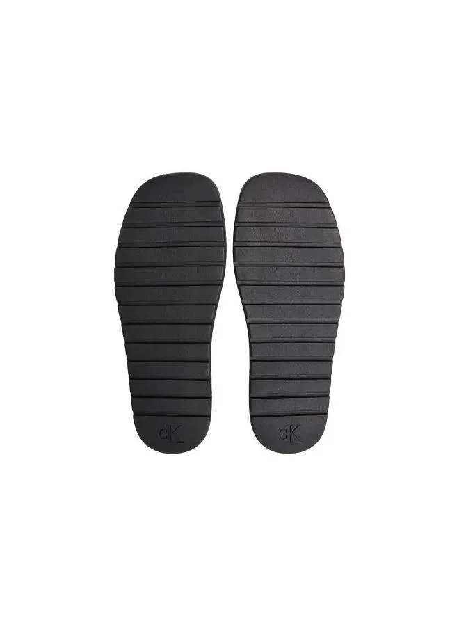 Calvin Klein Bordeaux/Black Molded Leather Sandals for Men | Best Price UAE