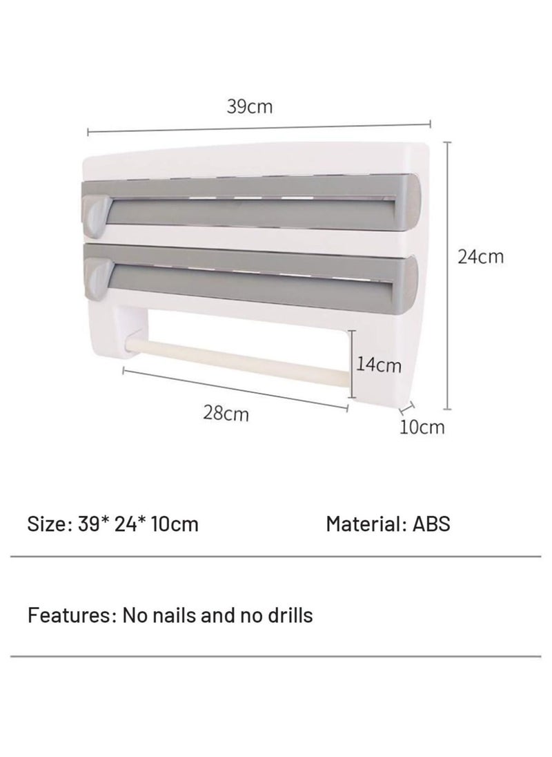 4X1 Kitchen or Side Refrigerator Organizer - Kitchen Wipe Holder Organizer with Built-In Cutters and Shelf for Spices and Condiments Storage - Easy Installation