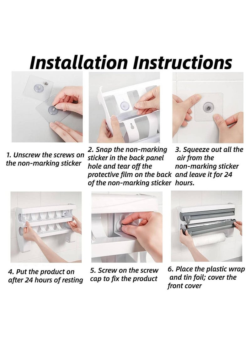 4X1 Kitchen or Side Refrigerator Organizer - Kitchen Wipe Holder Organizer with Built-In Cutters and Shelf for Spices and Condiments Storage - Easy Installation