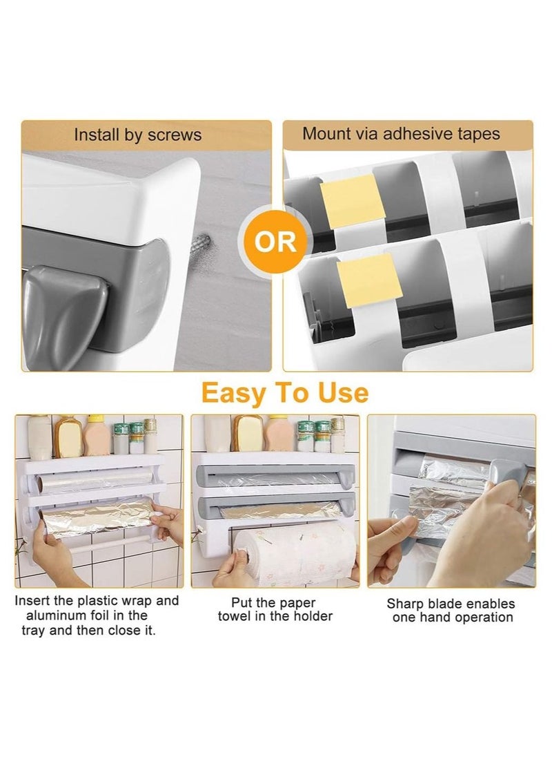 4X1 Kitchen or Side Refrigerator Organizer - Kitchen Wipe Holder Organizer with Built-In Cutters and Shelf for Spices and Condiments Storage - Easy Installation