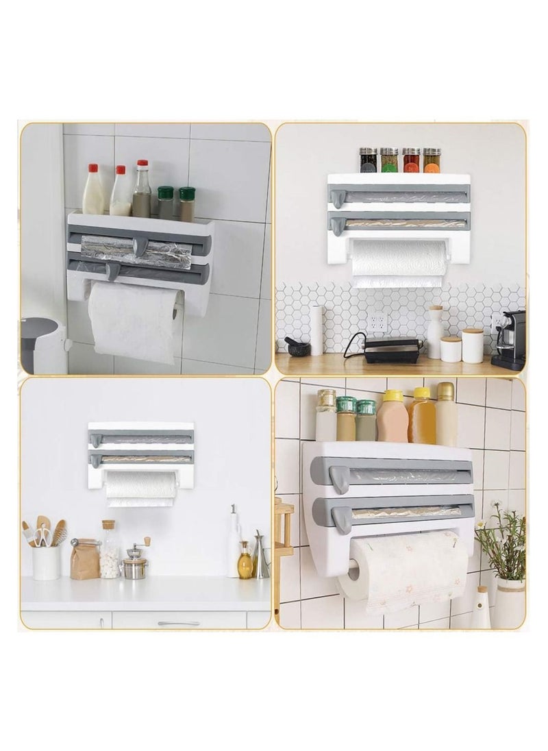 4X1 Kitchen or Side Refrigerator Organizer - Kitchen Wipe Holder Organizer with Built-In Cutters and Shelf for Spices and Condiments Storage - Easy Installation