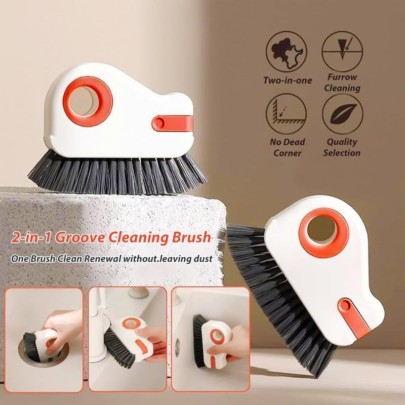 KBZONE 2 in 1 Groove Cleaning Brush Window Track Cleaning Tools, Multifunction Bristle Crevice Cleaning Brush with Hidden Scraper, Grout Cleaner Grip Brush for Sliding Door Track - Image 4