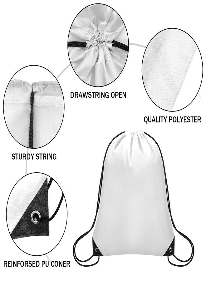 Grneric 50Pcs Drawstring Backpack Bulk Cinch Sackpack Drawstring Bags Nylon for Gym Party Trip(White) - Image 5