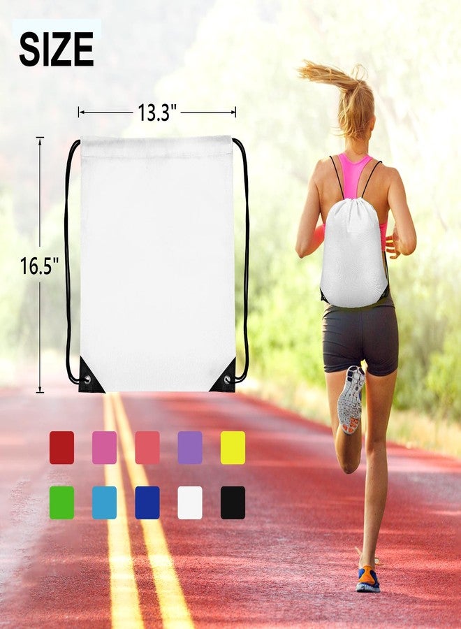 Grneric 50Pcs Drawstring Backpack Bulk Cinch Sackpack Drawstring Bags Nylon for Gym Party Trip(White) - Image 3