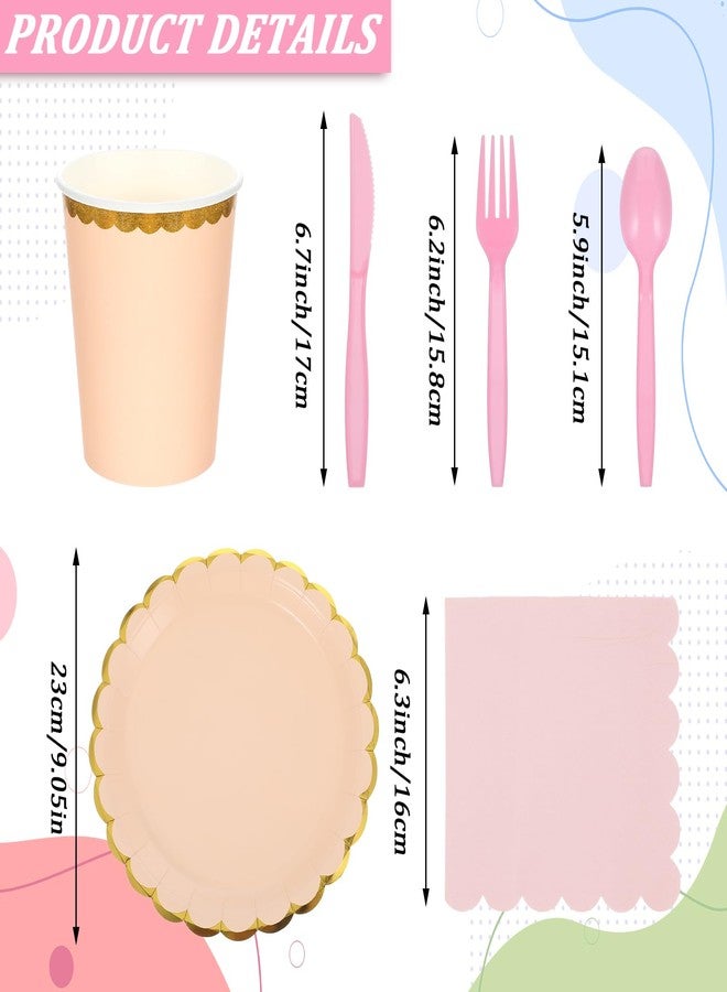 Limbeuuu 240 Pieces Pastel Party Supplies Disposable Dinnerware Set Include Plates and Cups Napkins Plastic Forks Knives Spoons Tablecloth for Wedding Birthday Party Decorations - Image 2
