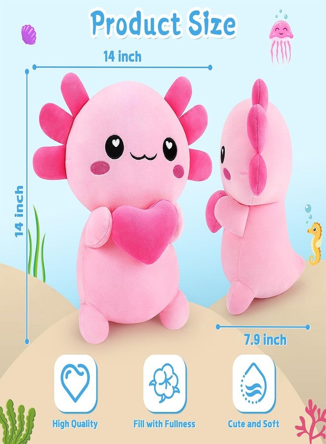 Achwishap Axolotl Plush,Axolotl Stuffed Animal Plush Toys,14” Salamander Plushie,Cute Plushies Soft Newt Plushy Kawaii Plushies Huggging Pillow,Cuddly Animal Body Pillow Gifts for Birthday(Pink) - Image 2