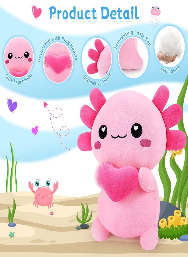Achwishap Axolotl Plush,Axolotl Stuffed Animal Plush Toys,14” Salamander Plushie,Cute Plushies Soft Newt Plushy Kawaii Plushies Huggging Pillow,Cuddly Animal Body Pillow Gifts for Birthday(Pink) - Image 3