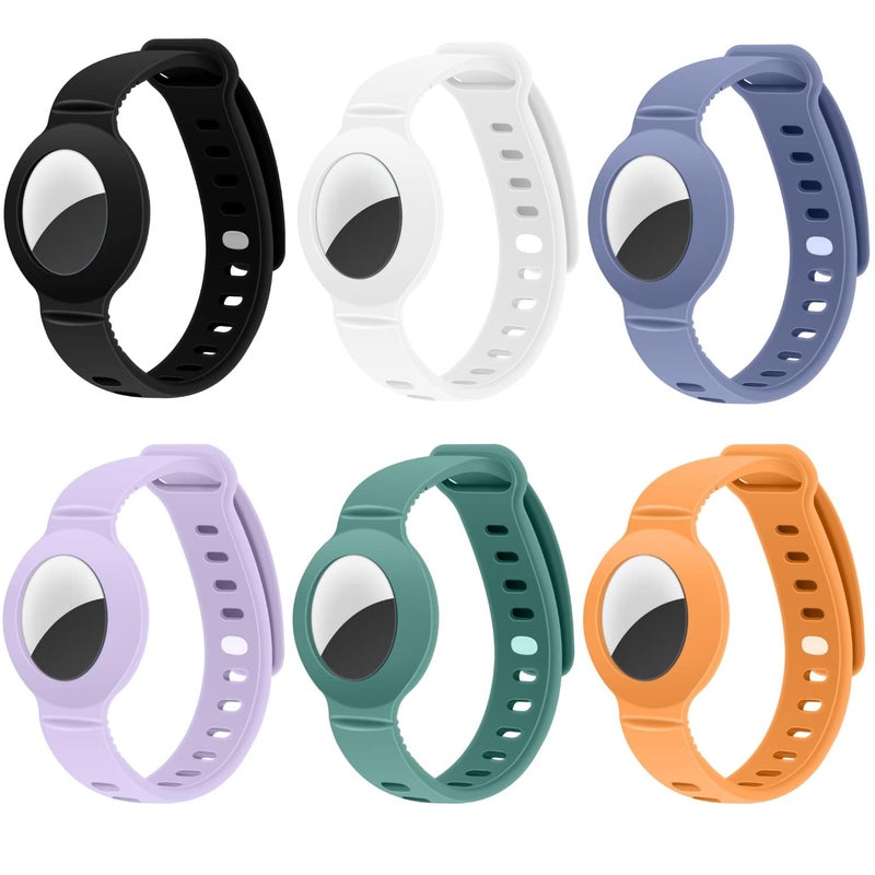 SYOSI Silicone Airtag Wristband for Kids – 6 Pack Waterproof Adjustable Strap - Image 1
