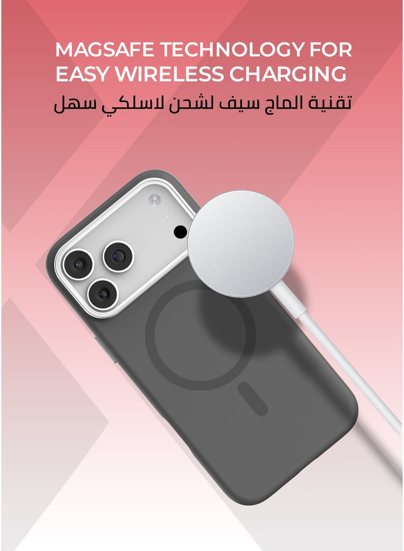 زوندا كفر بيور ايفون 17 برو ماج سيف لون رمادي - بطانة داخلية من المايكروفايبر لحماية من الخدوش،إطار كاميرا معدني مرتفع لحماية العدسة، مصنوع من السيليكون السائل مع طبقة مقاومة  للبصمات، متوافق مع ملحقات MagSafe - Image 5