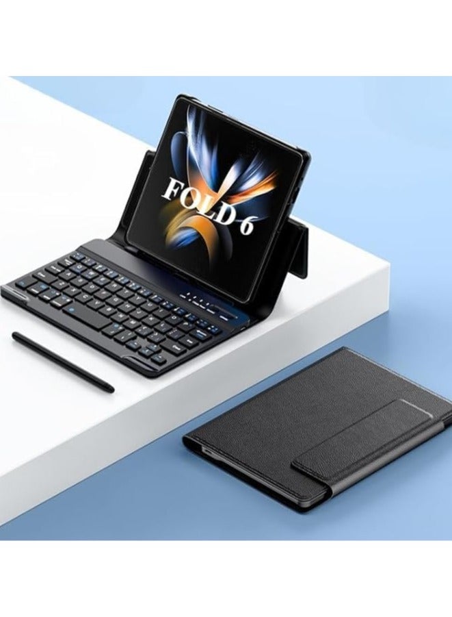 General Wireless Keyboard Compatible with Samsung Galaxy Z Fold 6 5G, Bluetooth Keyboard Wirelessly Connects with Leather Cover and Pen for Z Fold 6  - Image 1