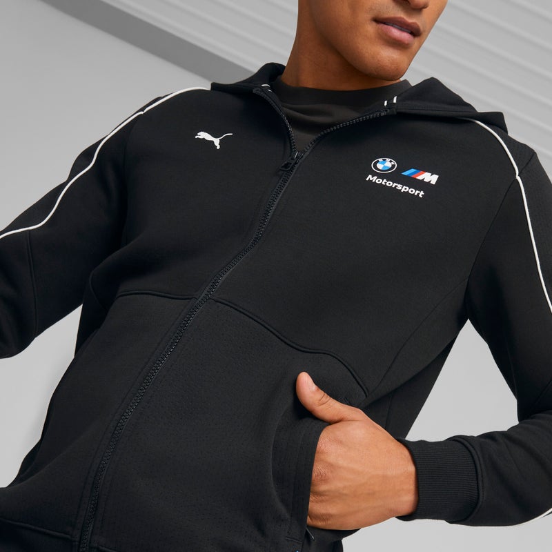 PUMA BMW M Motorsport Mens Black Hooded Sweat Jacket - Image 3
