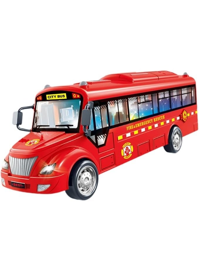 City Bus Toys Vehicles, Electric Bus with Sounds and Lights, Ornaments, Car Toy from 3 Years, Fire Emergency Red - Image 1