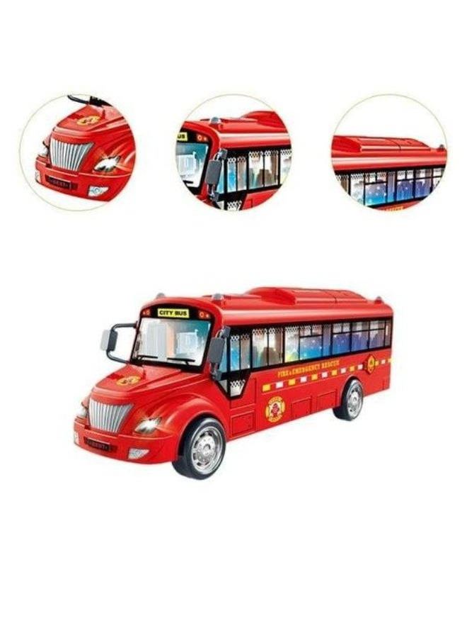 City Bus Toys Vehicles, Electric Bus with Sounds and Lights, Ornaments, Car Toy from 3 Years, Fire Emergency Red - Image 2