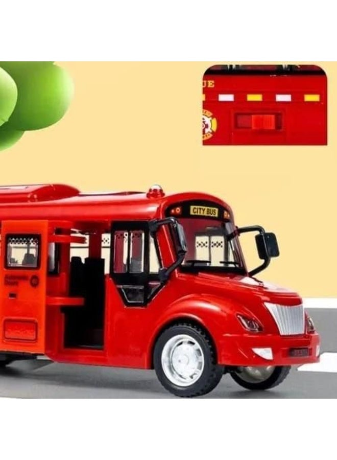 City Bus Toys Vehicles, Electric Bus with Sounds and Lights, Ornaments, Car Toy from 3 Years, Fire Emergency Red - Image 3