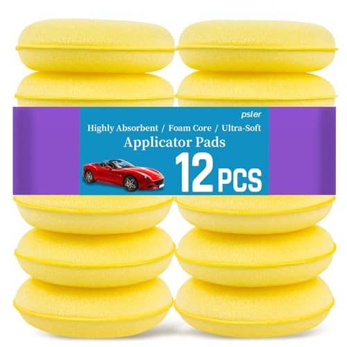 PSLER Foam Applicator Pads Foam Car Wax Applicator Pad Detailing Round 4 inch Polishing Sponges for Car Wax Applicator Pad 12 PackYellow - Image 1