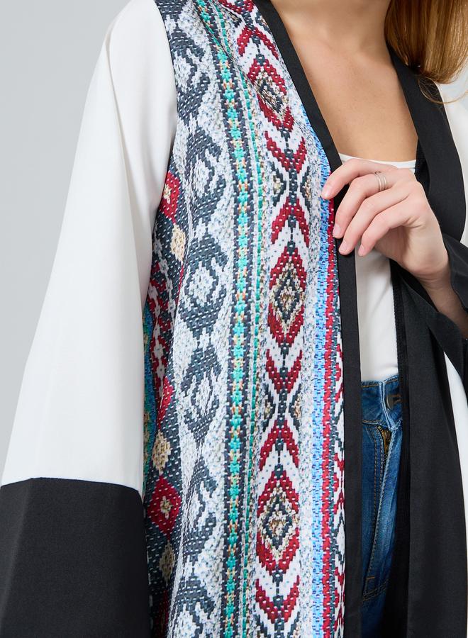 تايك تو كيمونو بأكمام طويلة بطبعة جرافيك متباينة - Image 4