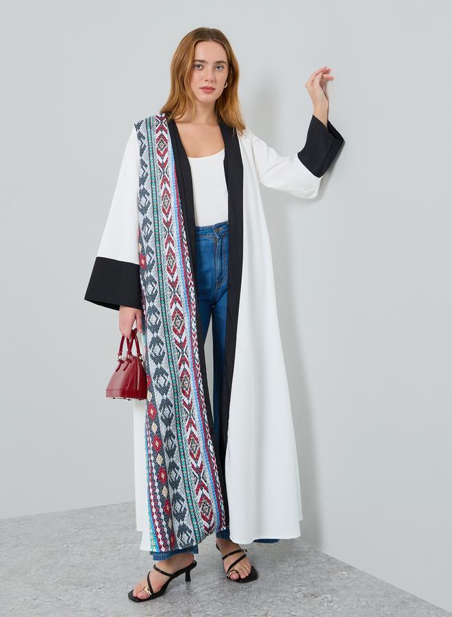 تايك تو كيمونو بأكمام طويلة بطبعة جرافيك متباينة - Image 1