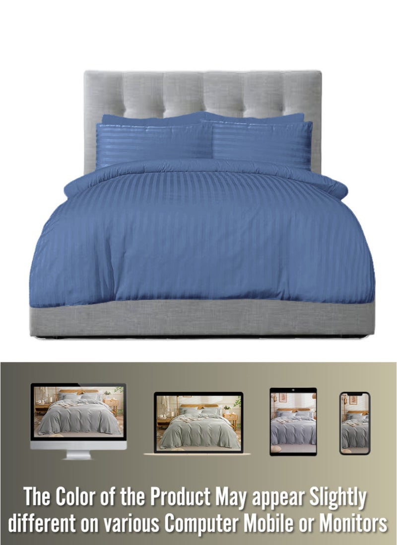 Blueberry 6 Pieces Queen Size Duvet Cover Set - Includes 1 Duvet Cover (220x240cm), 1 Fitted Sheet (150x200+30cm), 4 Pillow Cases (53x75cm) - Image 3