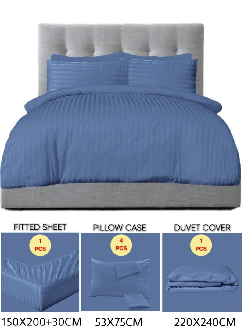 Blueberry 6 Pieces Queen Size Duvet Cover Set - Includes 1 Duvet Cover (220x240cm), 1 Fitted Sheet (150x200+30cm), 4 Pillow Cases (53x75cm) - Image 2